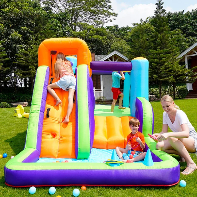 Bouncy Castle Indoor and Outdoor Children's Trampoline Home Jumping Bed Slide Rock Climbing Inflatable Castle Toys