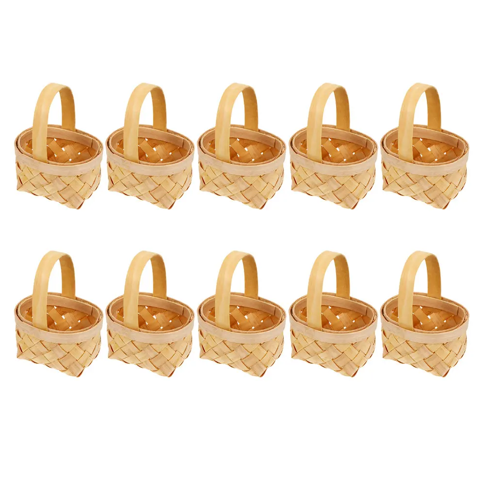 

10Pcs Miniature Decorative Baskets Natural Wooden Material Tiny Gift Box for Chocolates Candies Wrapping Party Favor Decoration