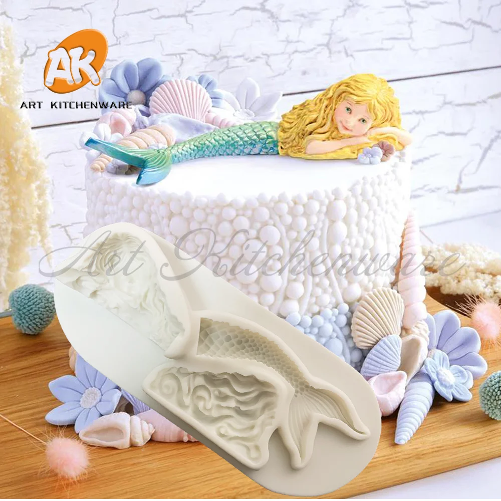 

Mermaid Fondant Silicone Mold Shark Cake Molds DIY Cake Decorating Tools Chocolate Gumpaste Moulds Candy Resin Clay Mould