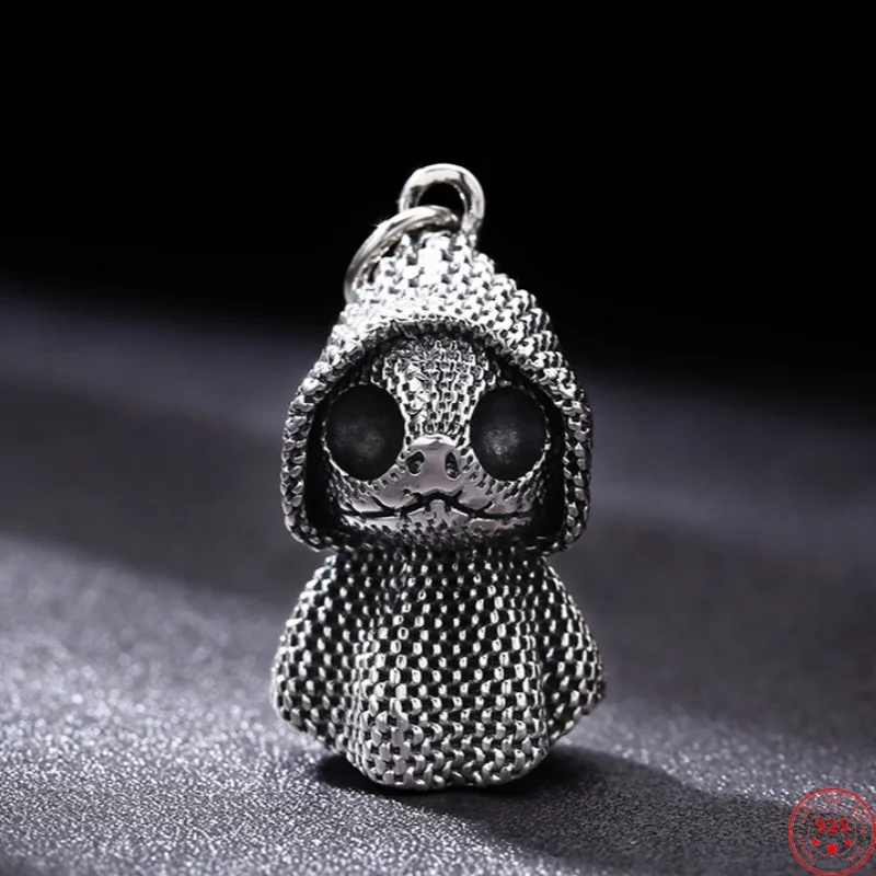 Genuine S925 Sterling Silver Pendants for Women Men New Fashion Lizard-man Mischievous little Ghost Punk Jewelry Wholesale