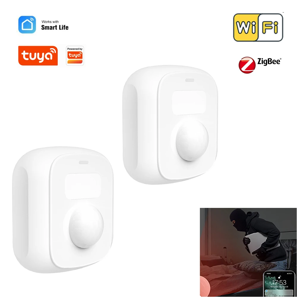 Tuya WiFi ZigBee Human Motion Sensor Smart Home PIR Motion Sensor Detector with Light Sensor Scene Switch Function Smart Life