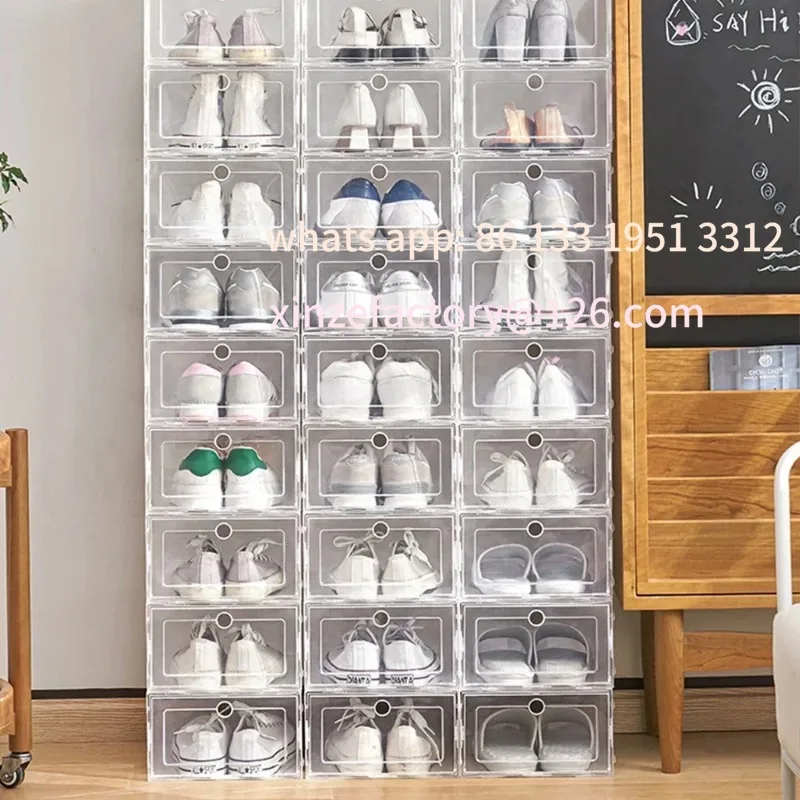 

Customizable 6pcs Transparent Thickened Shoes Box Dust-proof Moisture-proof Home Shoe Storage Case Fold Shoes Case Stackable Sho