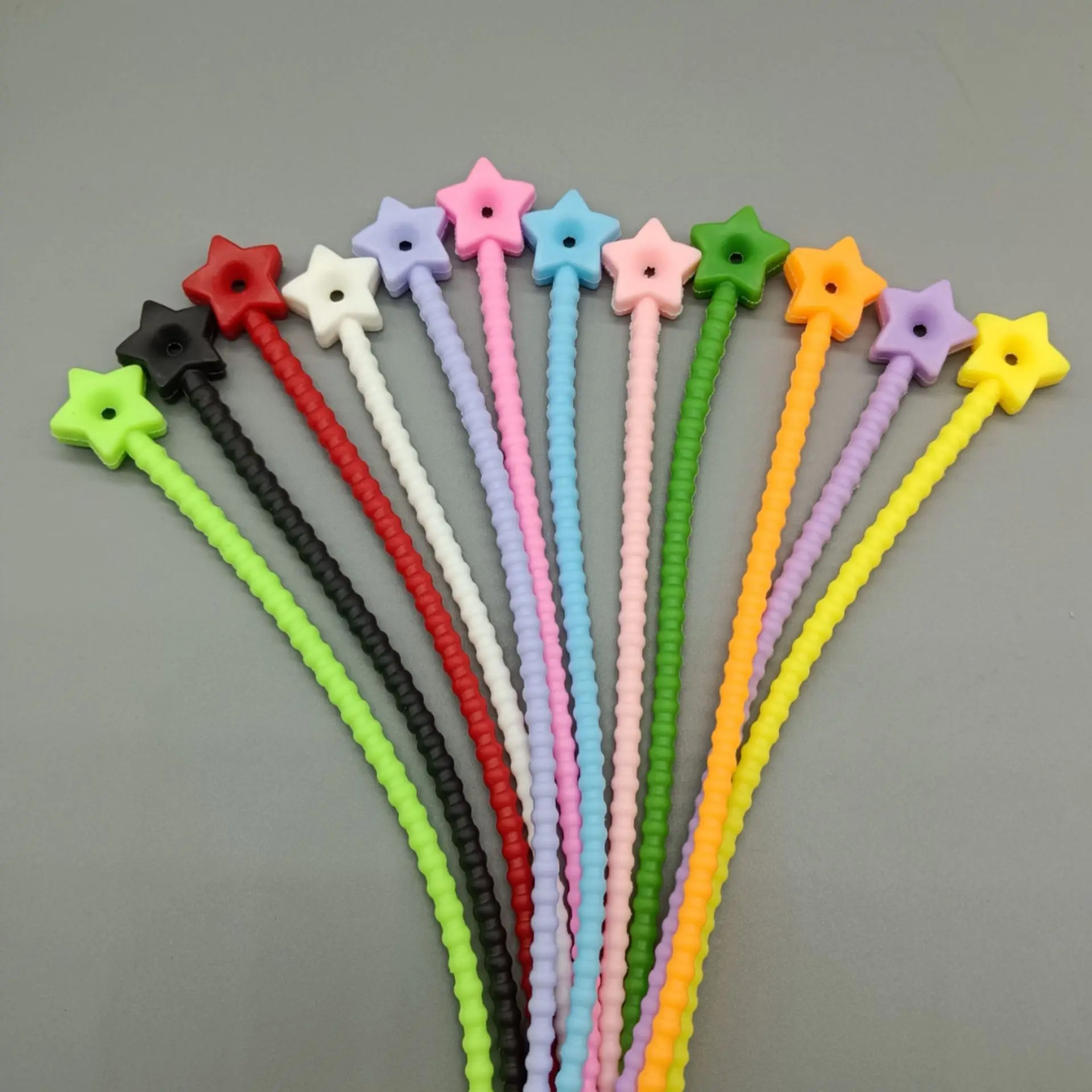 10 stks Kleurrijke Ster Siliconen Banden Tas Clip Herbruikbare Rubberen Zip Ties voor Koord & Kabel Voedsel Afdichting Tie Huishoudelijke Snake Strap