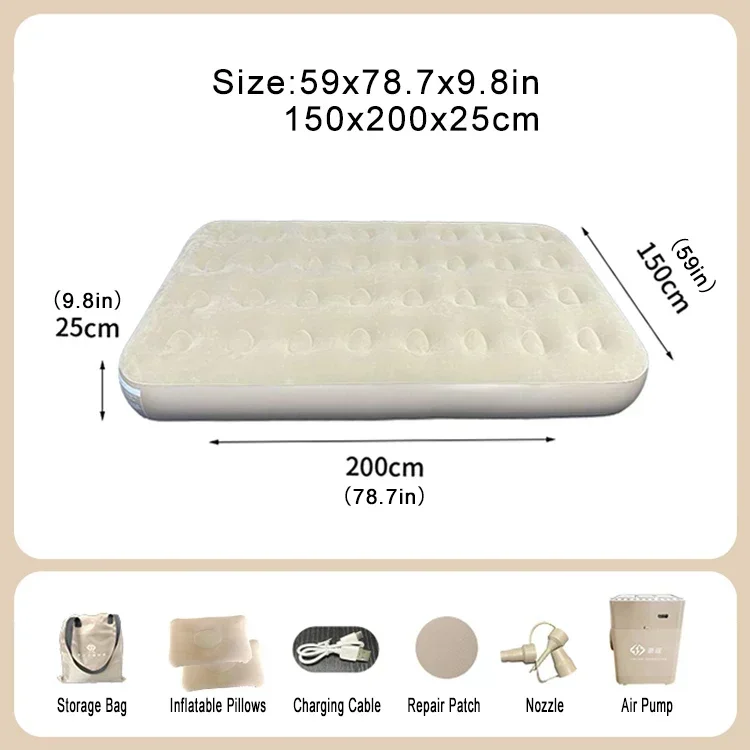 Inflatable Automatic Air Bed Mattress with Built in Rechargeable Pump