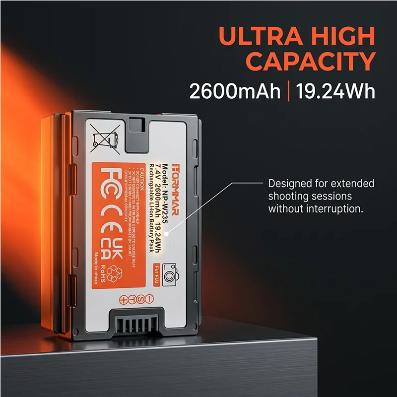 NP-W235 Battery 2600mAh 7.4V Rechargeable Li-ion Battery for Fujifilm X-T5 X-T4 X-H2 X-H2S X-S20