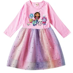 Baby Girls Gabby DoolHouse Dress Kids Gabbys Cats Clothes Halloween Cosplay Costume Children Long Sleeve Casual Princess Dresses