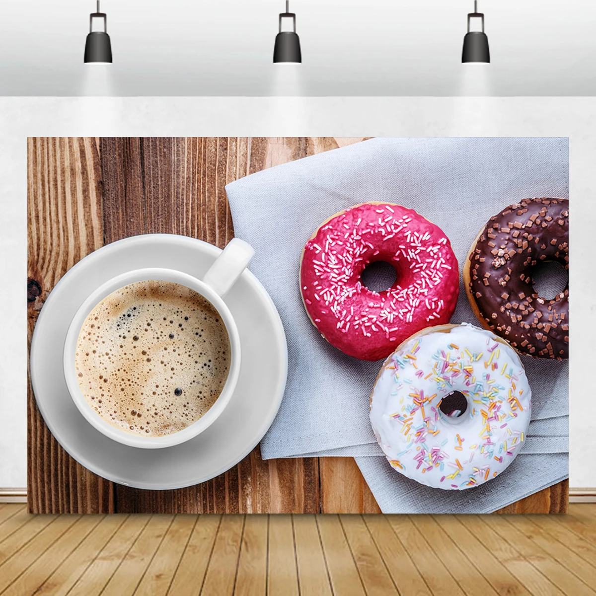 Chocolate Doughnut Backdrop Kids Birthday Party Decoration Photography Advertising Banner Retail Store Afternoon Tea Background