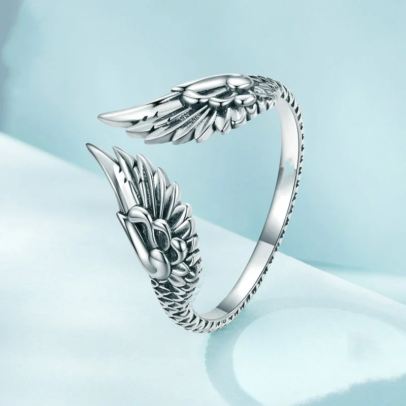 Unique Thai Silver Wings Ring For Women Retro Handicraft Rings Exquisite Gifts KOFSAC