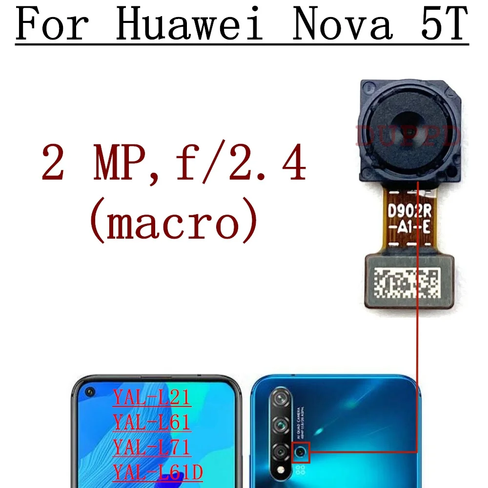 Back Main Front Camera For Huawei Nova 5T L21 L61 L71 Original Frontal Selfie Facing Rear Camera Module Flex Replacement Parts