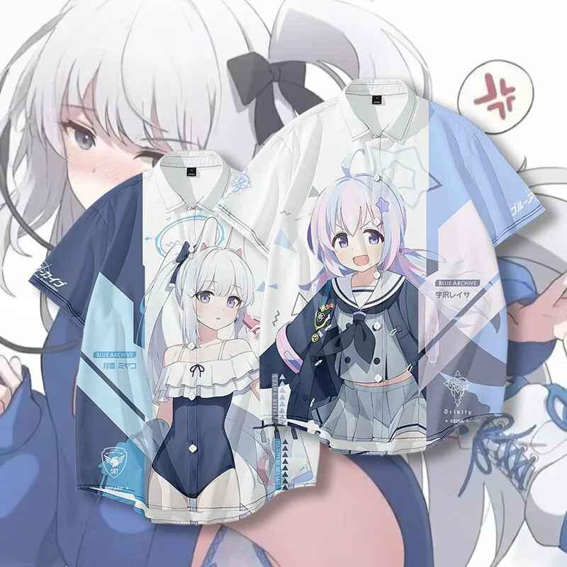 

Game Blue Archive Uzawa Reisa Косплей Рубашка 3D Печать Женщина Мужчина Рубашка С Коротким Рукавом Мужчины Женщины Мода Пляжные Спортивные Рубашки
