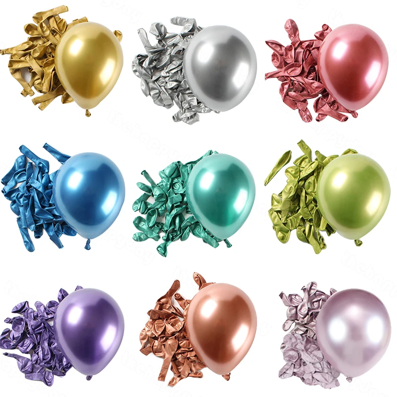 20Pcs Metal Balloons Chrome Gold Silver Metallic Latex Balloons for Birthday Balloons Baby Shower Christmas Party Decorations