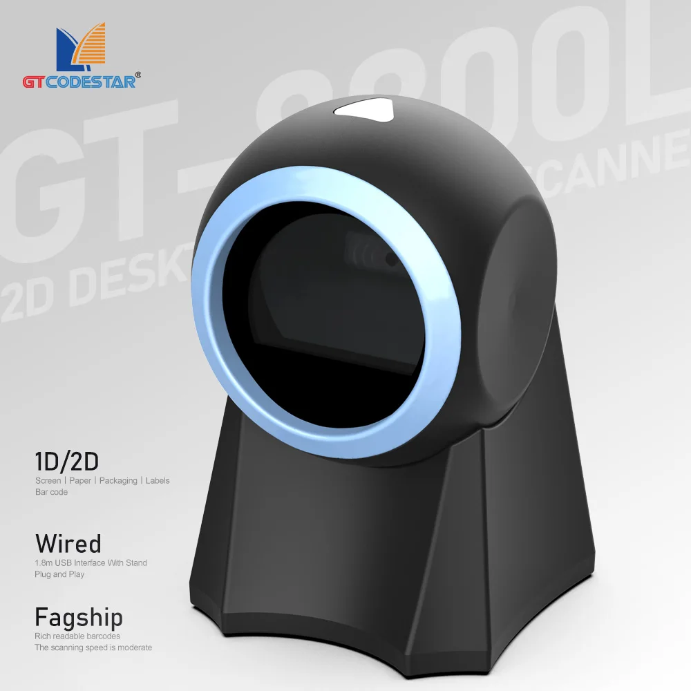 

GTCODESTAR GT-8800L 2D беспроводной USB QR-код настольный сканер штрих-кода всенаправленный лазерный свет портативный считыватель A4 для супермаркета