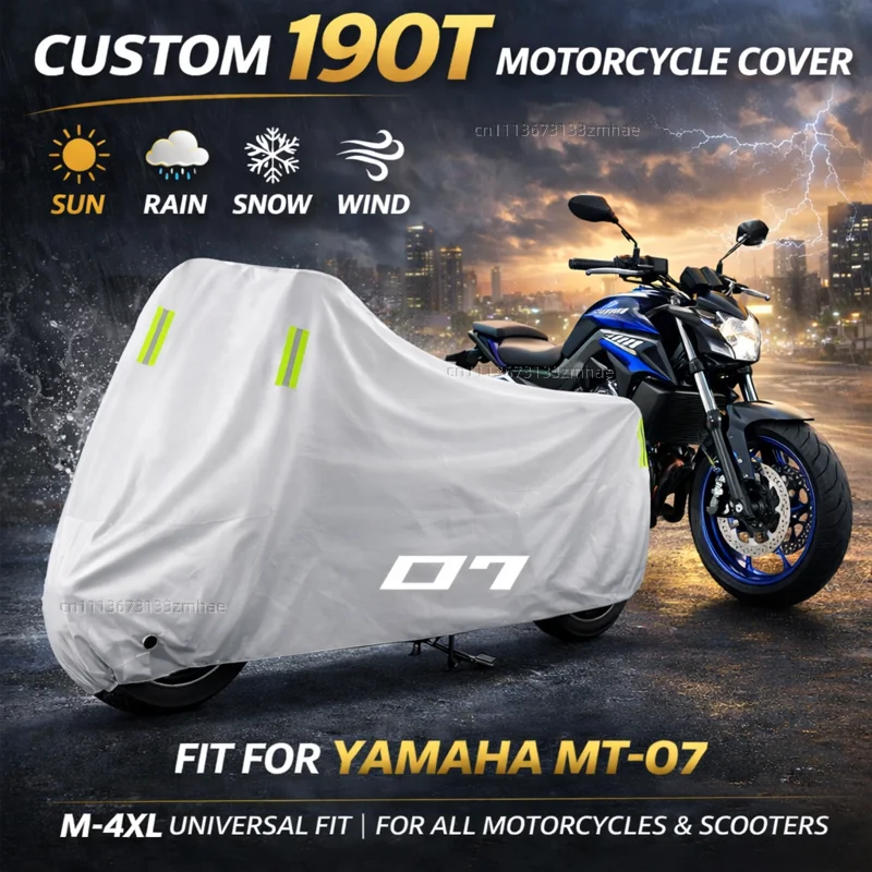 

For Yamaha MT-07 MT07 MT 07 FZ07 2014-2024 2023 2022 2021 Motorcycle Cover Waterproof Heavy Duty Outdoor Rain Dust Sun Protector