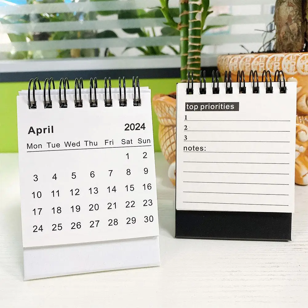 2024 Creative English Mini Calendar Decoration Office Notepad Home Weekly Planner Paper Portable Student Desktop Desk Gift C9H5