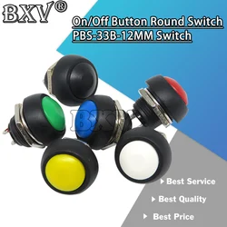 6PCS Mini 12mm Waterproof Momentary On/off Push Button Round Switch Pbs-33b Kit White Black Red Yellow Blue Green