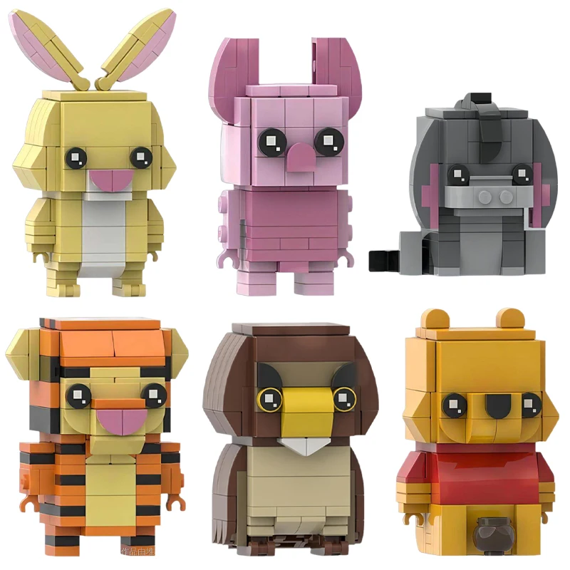 

Anime Figure Brickheadz Building Blocks MOC Cartoon Characters Winnied Bear, Piglet, Rabbit Dolls Model Kids Toys Birthday Gift