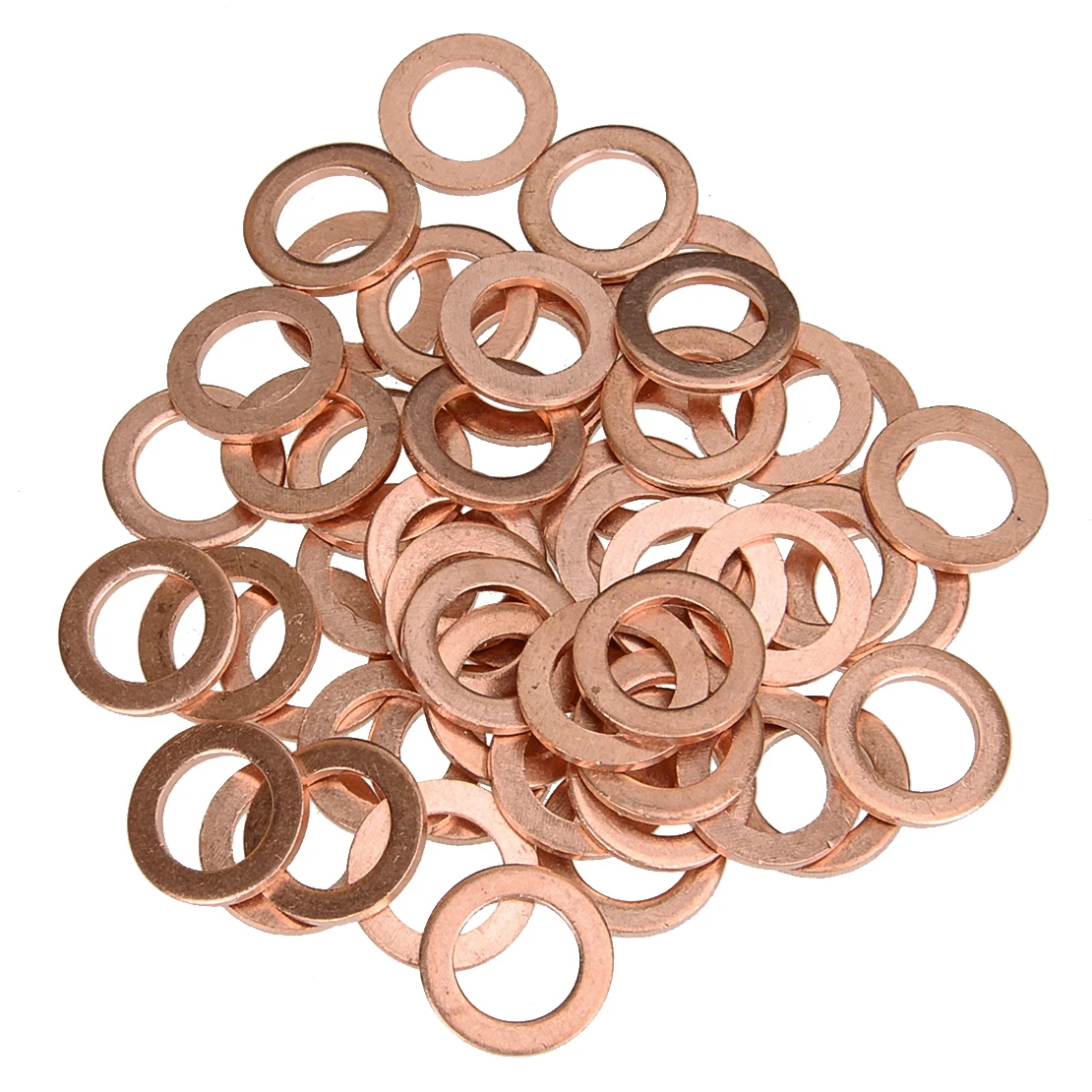 50Pcs M10 Crush Washer Car Flat Ring Seal Oil Gasket For Motorcycle ATV UTV Go-kart Electric Bike Accessories Copper