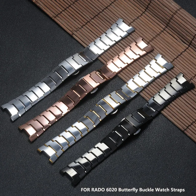 Watch Band Tungsten Steel Watch Bracelet  FOR RADO 6020 Butterfly Buckle Watch Straps Bolton Notch 11mm*22mm 7mm*15mm Chain