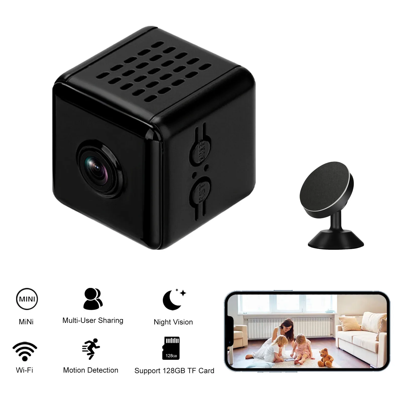 Imagem -01 - Mini Câmera de Vigilância hd Remote Live View Pequena Câmera Secreta para Segurança Doméstica Wi-fi Baby Monitor mini camera de vigilancia hd remote live view pequena camera secreta para seguranca domestica wi fi baby monitor 01
