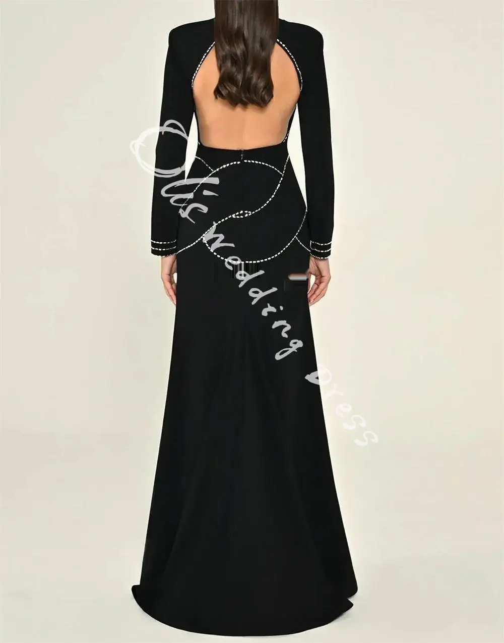 customized Sizes Available Exquisite Jersey Rhinestone A-line High Collar Long Dresses Bespoke Occasion Dresses High Quality