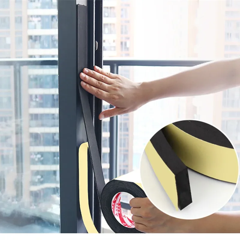 Multi Size EVA Single Sided Adhesive Tape Waterproof Weather Stripping Window Door Seal Foam Sponge Rubber Strip Home Hardware