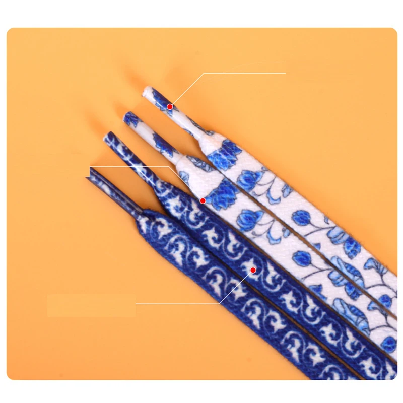 Blue and white porcelain flat adaptation retro blue and white Chinese style lace rope