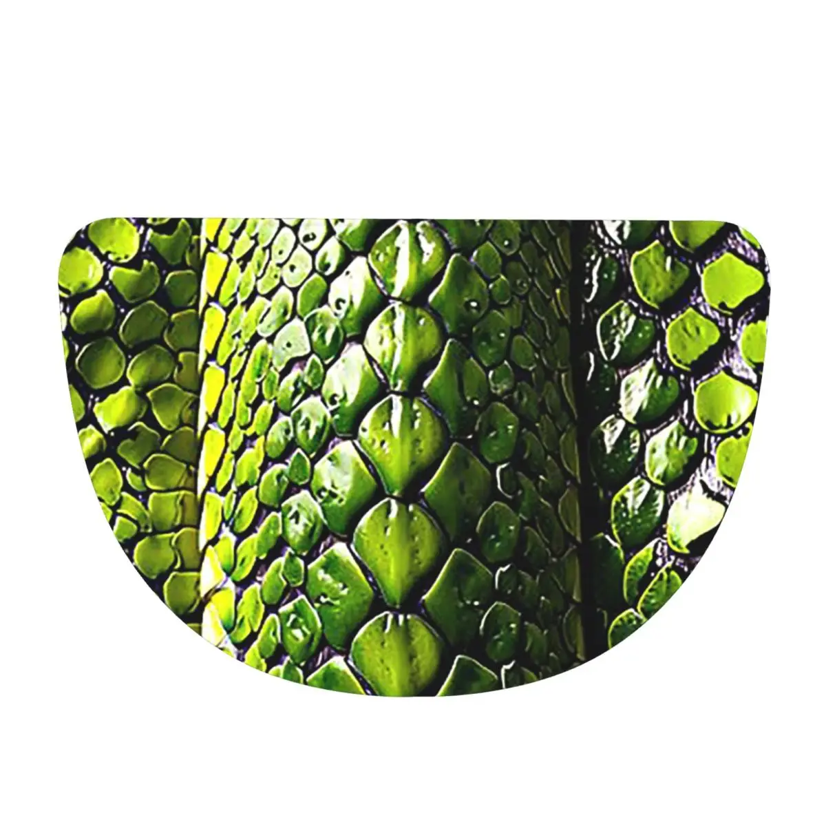 Snake Skin Green Snake Serpent Animal Print Viper Fashion Soft Half Round Doormat Non Slip Bathroom Mat Absorbent Floor Carpet