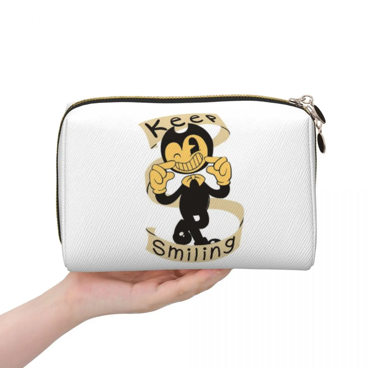 Bendy And The Ink Machine Keep Smiling Women Cosmetic Bags Travel Makeup Organizer Pouch Toiletry Storage Dopp Kit Case
