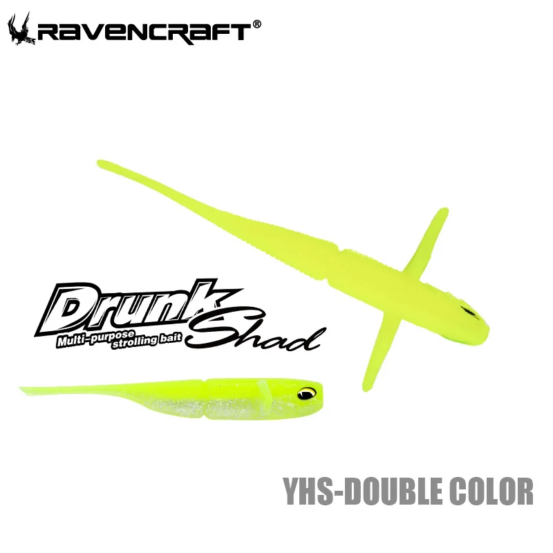 RAVENCRAFT Drunk Shad Langsam sinkender weicher Shakier 2,7/3,2/3,7 Zoll Mehrzweck-Wandlerkünstlicher weicher Angelköder