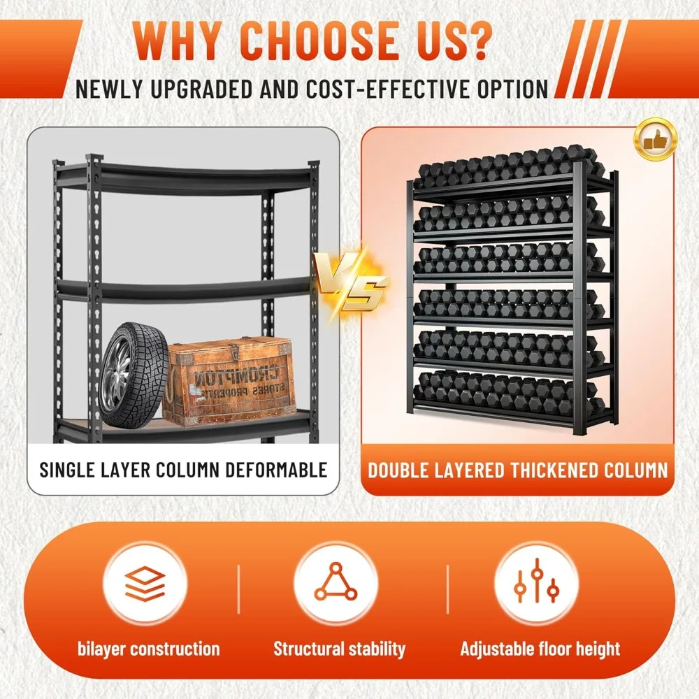 سعة 2750 رطلًا، وحدة إطار فولاذي شديدة التحمل مكونة من 5 طبقات - أرفف مستودعات قابلة للتعديل لتخزين الطابق السفلي #5