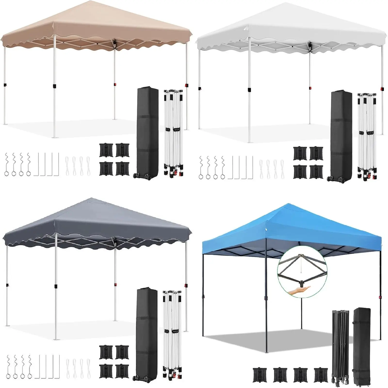 3x3m Pop Up Gazebo Waterproof Canopy Tent Garden Outdoor Party Tent Commercial Instant Canopies 10x10Ft with 4 SandBags,Bag