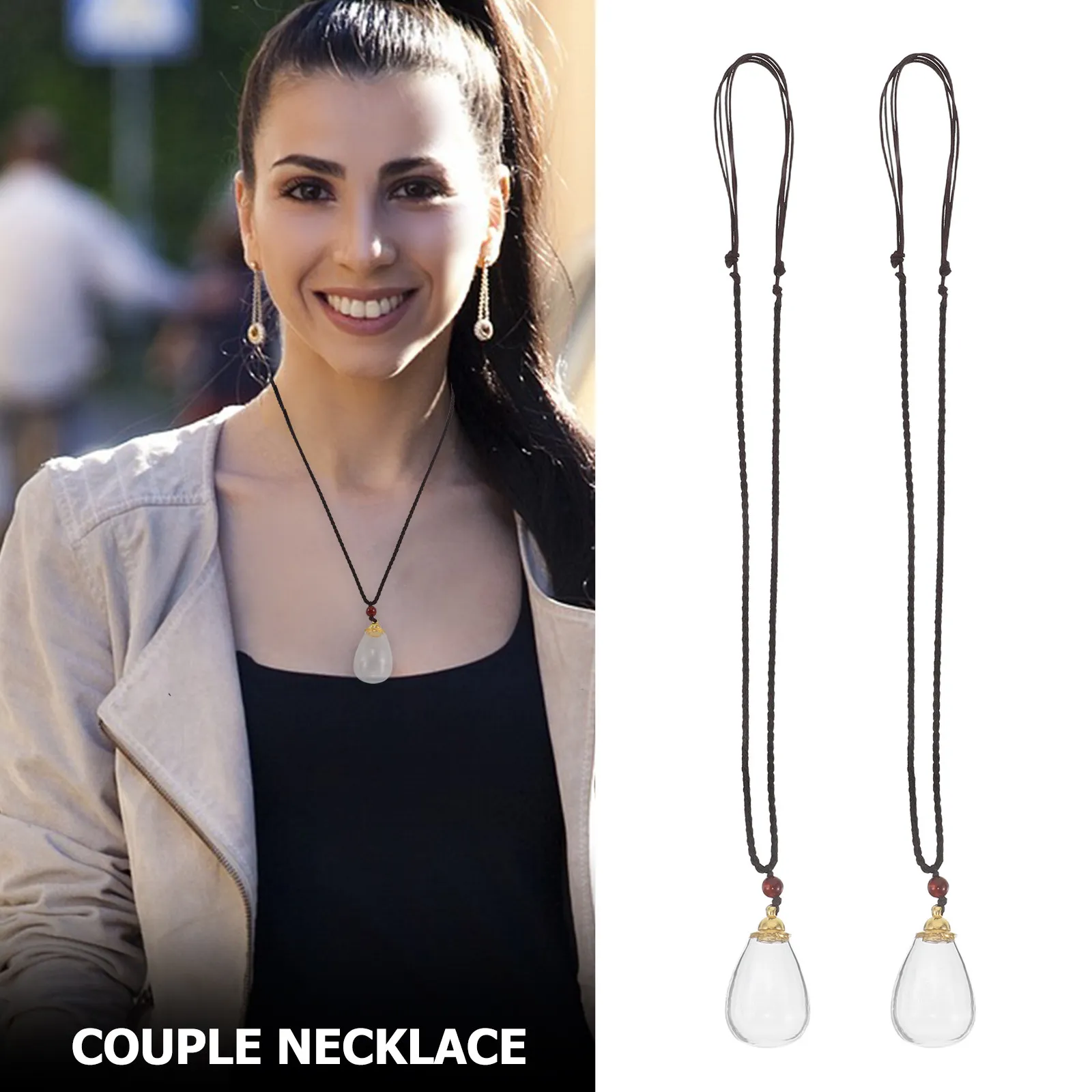 Clear Glass Ball Necklace – Fillable Hollow Globe Pendant for Couples, Wish Bottle Jewelry Gift