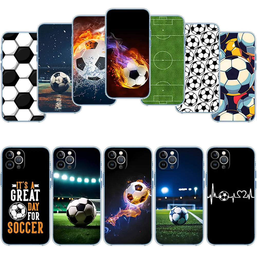 Football Soccer Transparent Phone Case for Motorola G40 G04 G05 One Ace Action  Fusion Plus Hyper Macro Vision Zoom