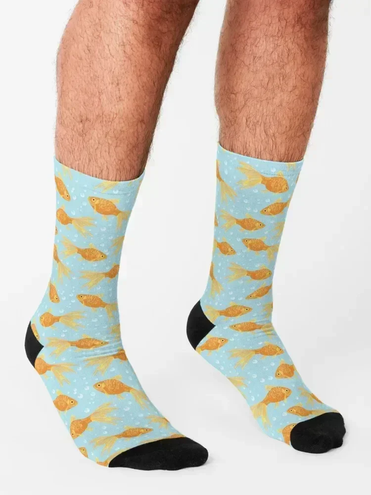 Goldfish and Bubbles Socks professional running cotton essential gift Women Socks Men's