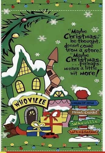 *NOWOŚĆ* Dwustronna flaga ogrodowa z napisem GRINCH od Dr. Seussa, Świąteczny Grinch z Whoville, YYX
