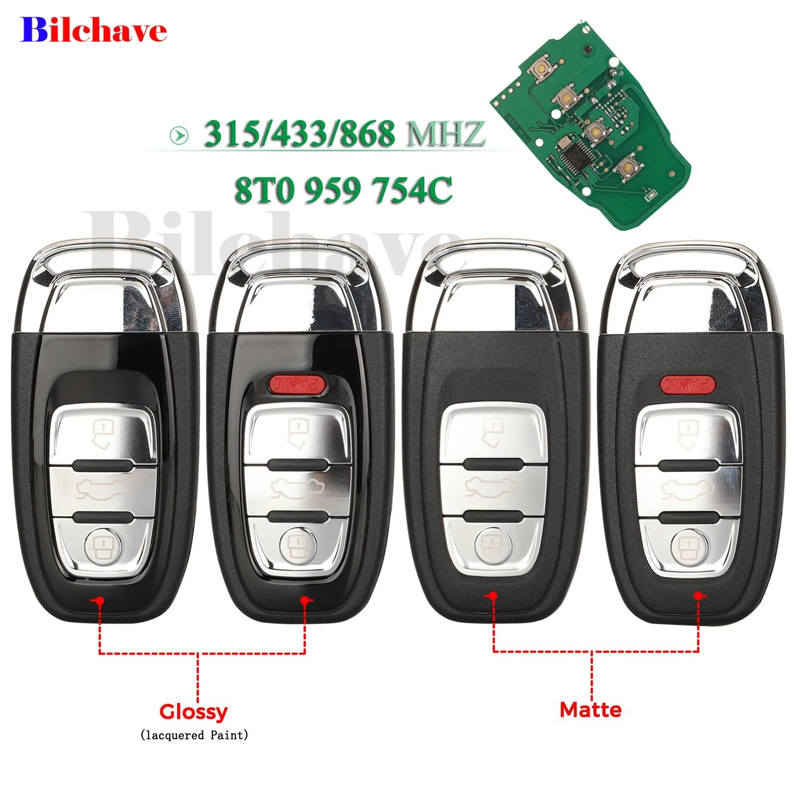 

Jingyuqin Semi Keyless 3/4BTN для Audi Q5 A4L A5 A6 A7 A8 RS4 RS5 S4 S5 Smart Remote Key Fob 315 МГц/433 МГц/868 МГц 8T0 959 754C