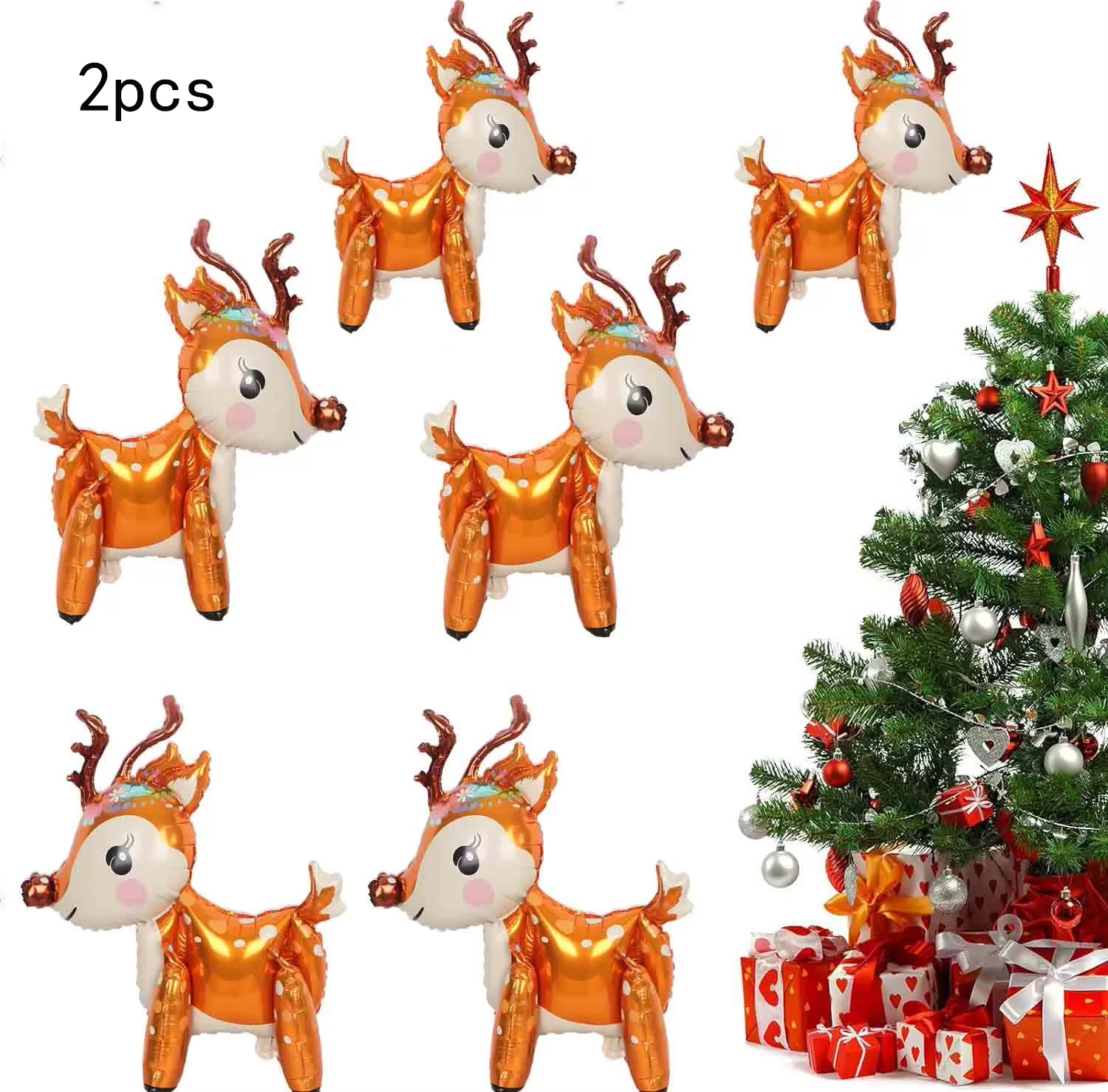 بالونات الرنة واقفة لتزيين الحفلات ، لونين ثلاثي الأبعاد ، زينة عيد الميلاد وعيد الميلاد