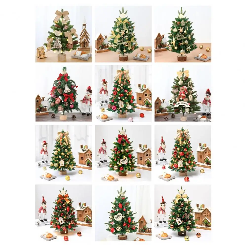 Room Festive Decor Battery Operated Mini Christmas Tree with Led Lights Ornaments for Diy Desktop Xmas Decorations Artificial