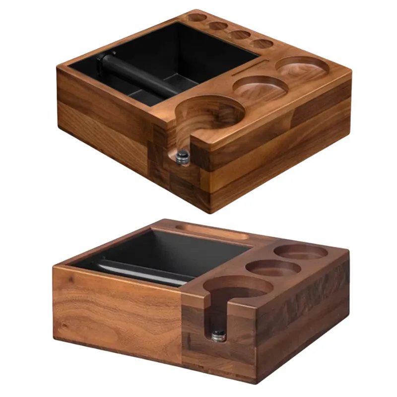 

51/54/58mm Coffee Tamper Station Stand Coffee Knock Box Wooden Support Base Protafilter Holder Distributor Mat Barista Tools