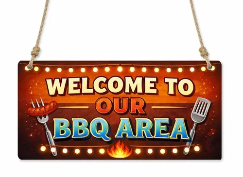 1x Welcome BBQ Area Outdoor Garden Metal Hanging Sign/Plaque Gift  cpt24 --Tin Sign