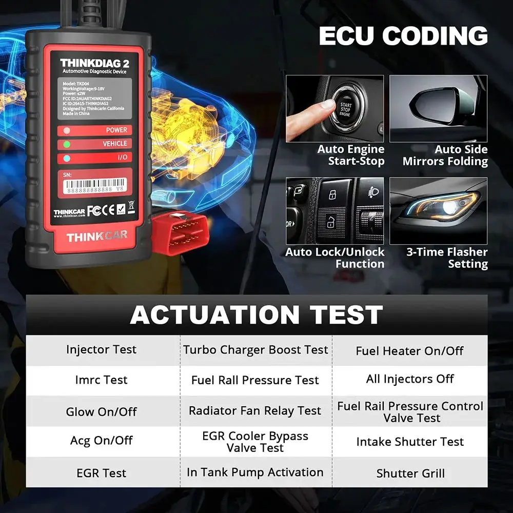 Thinkcar Thinkdiag 2 With Tablet Support CAN FD Protocol All System OBD2 Scanner ECU Coding 16 Service Car Diagnostic Tool