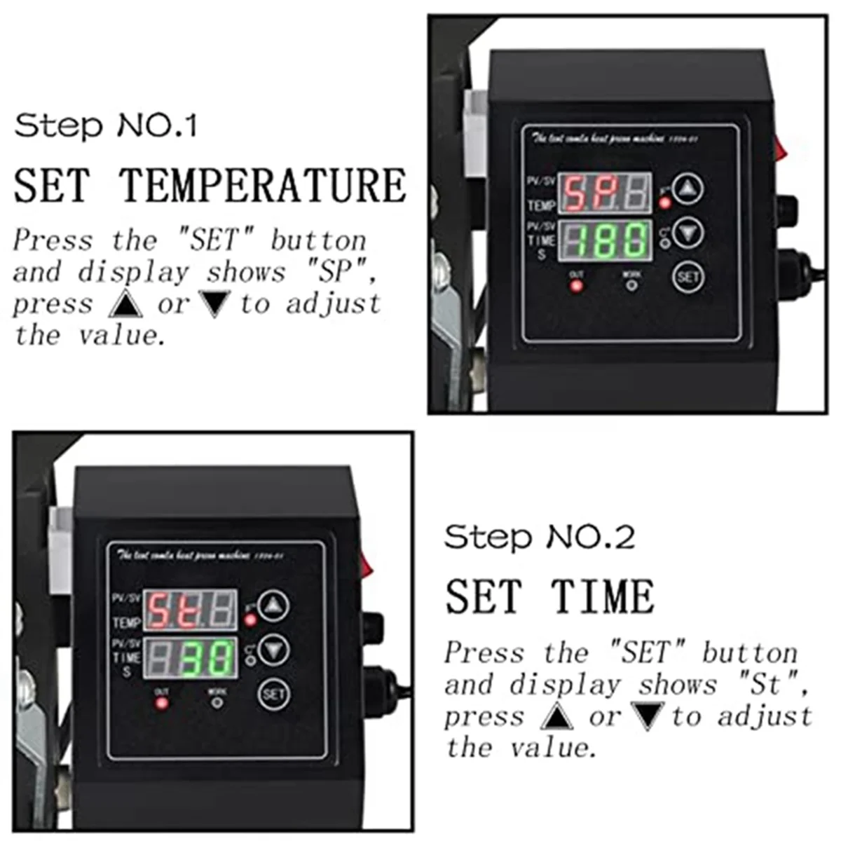 Imagem -05 - Heat Press Control Box Substituição Acessório Painel Digital Controlador de Temperatura 1400w Plug Eua 110v