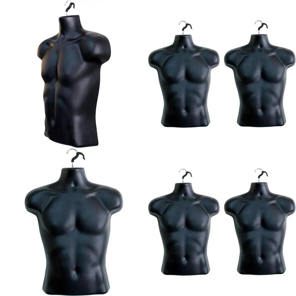 

Slim Black Male Mannequin with Rounded Waist, Hanging Hook, S-M Sizes