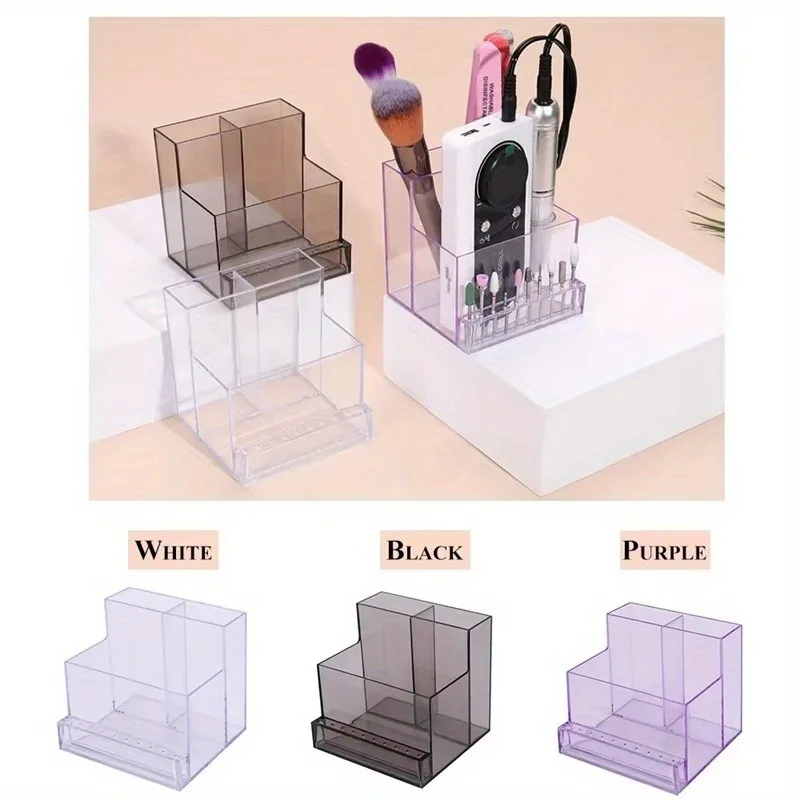 1PC Nail Drill Bits Holder Display Clear Display Box Transparent Makeup Organizer Nail Manicure Tools Acrylic Nail Display