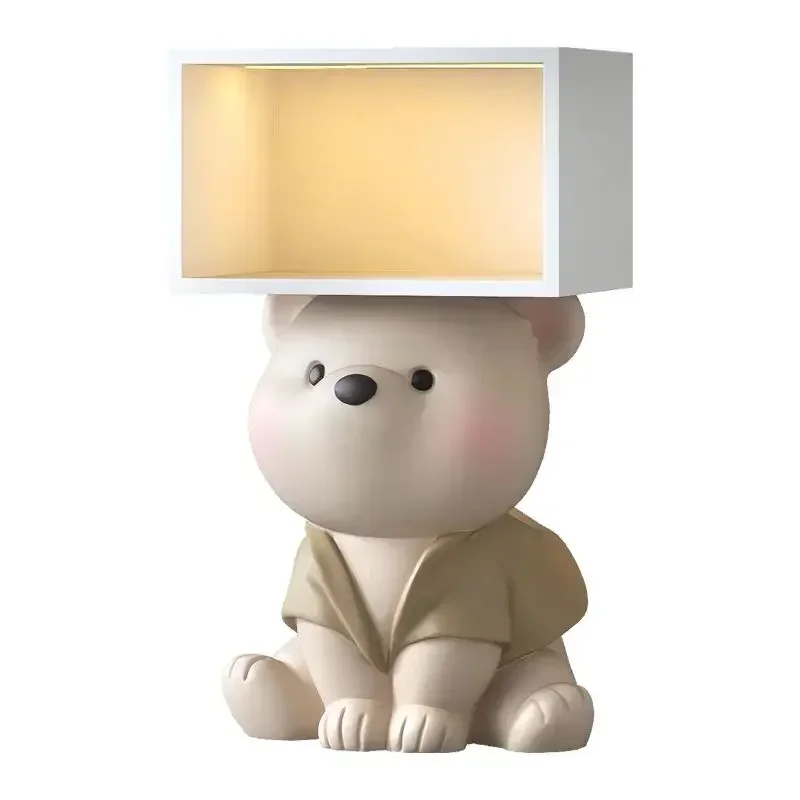 Mesita de noche con estatua de oso de dibujos animados para habitación de niños, armario de almacenamiento, muebles creativos para dormitorio, mesita de noche, accesorios para el hogar