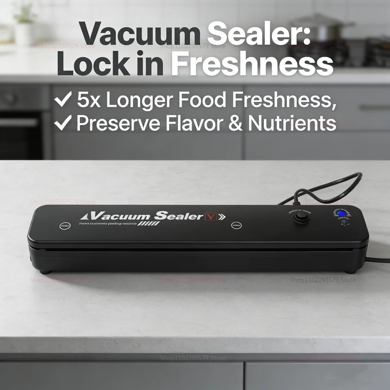 Automatic Small Food Vacuum Sealer Machine for Fresh Cooked Food Plastic Packaging Compact Sealers Food Preservation