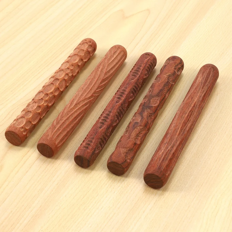 

ABKO-5 Pcs Pottery Tools Wood Hand Rollers,For Clay Stamp Pattern/Roller Pattern, Tools,Arcilla Polimerica Dab Tool