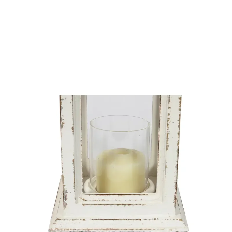 Farmhouse decoration handmade wedding luxury garden Christmas decoration antique white wood lantern rustic wooden candle