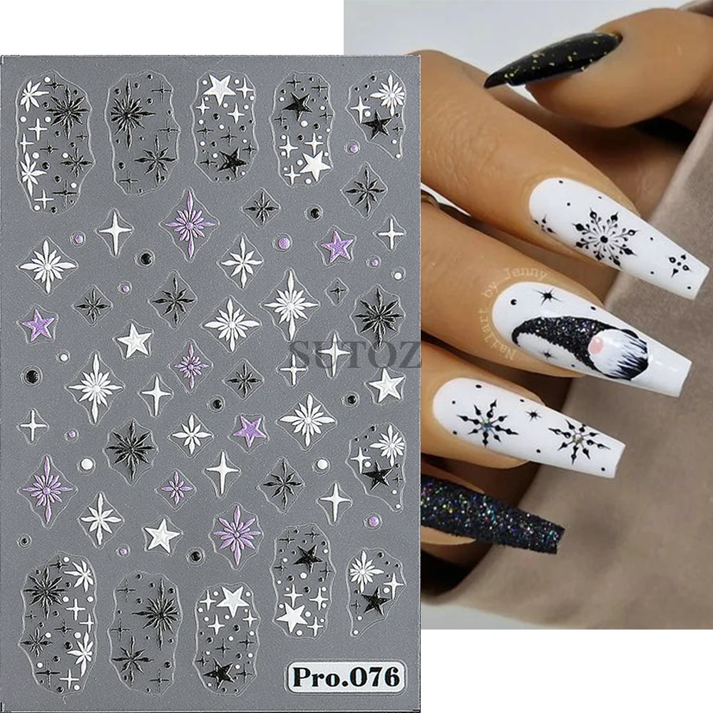 Adesivi con fiocchi di neve per unghie decalcomania per unghie neve bianca 5D goffrata inverno natale Design lettere Slider Manicure decorazione