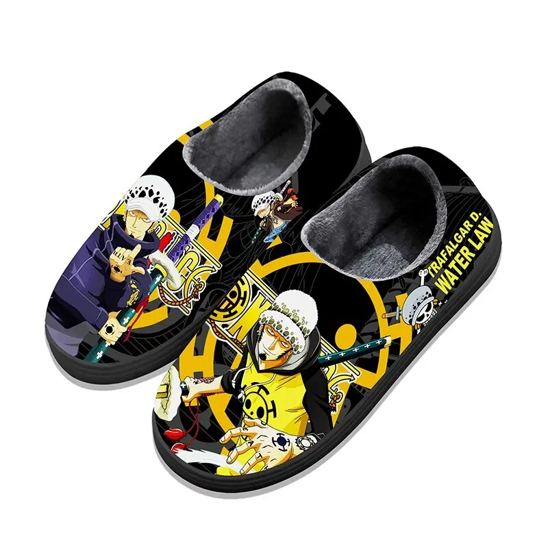 Heel Wrap Winter Warm Home Slippers Cartoon Anime Shoes ONE PIECE Monkey D. Luffy Cosplay Slippers for Unisex Christmas Gifts